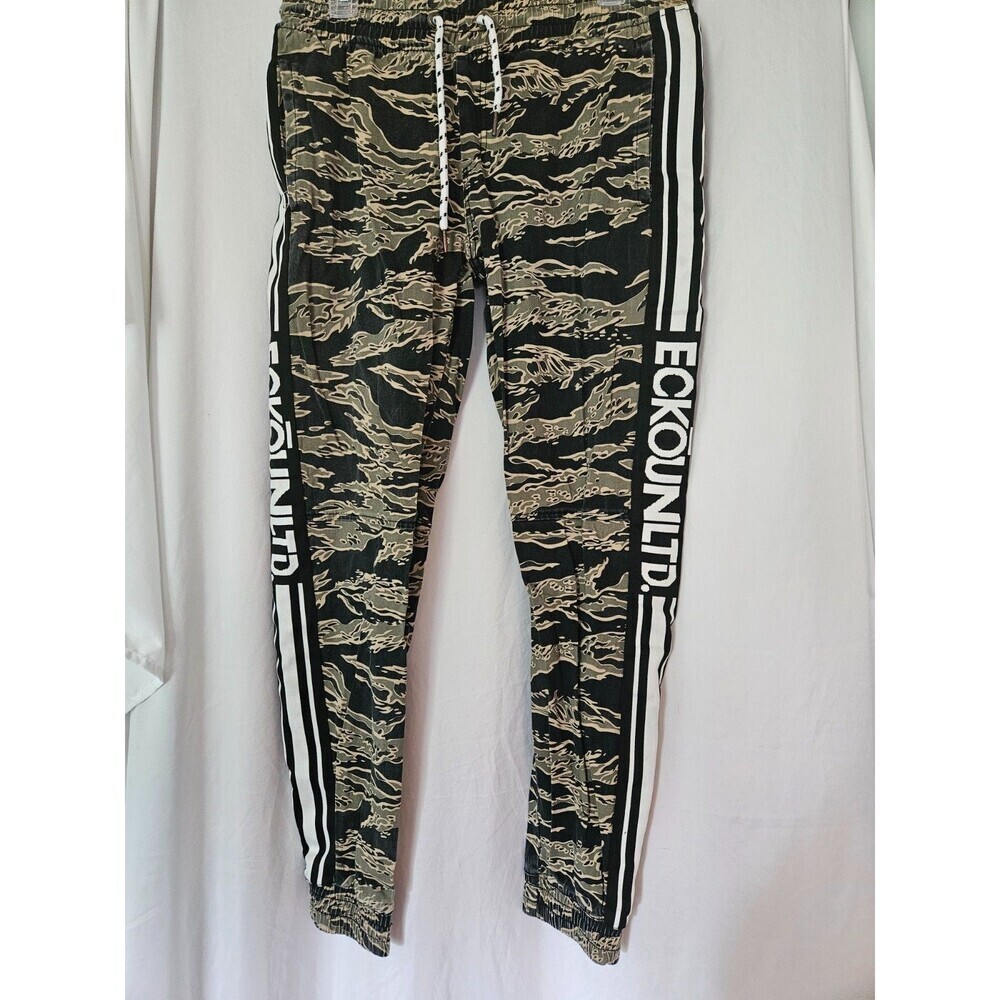 Ecko Unltd Jogger Pants Men's Med tiger stripe Camouflage Pockets‎ Drawstring